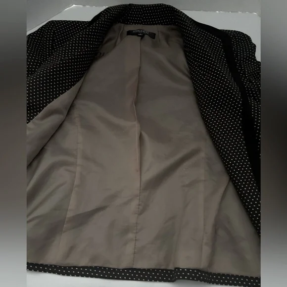 KASPER BLACK & BONE POLKA DOT JACQUARD TEXTURED THREE BUTTON JACKET. SZ 12 - Picture 8 of 11